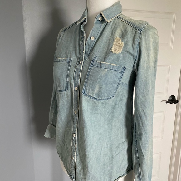 H&M Denim Button Down Shirt size 2 - Picture 3 of 6
